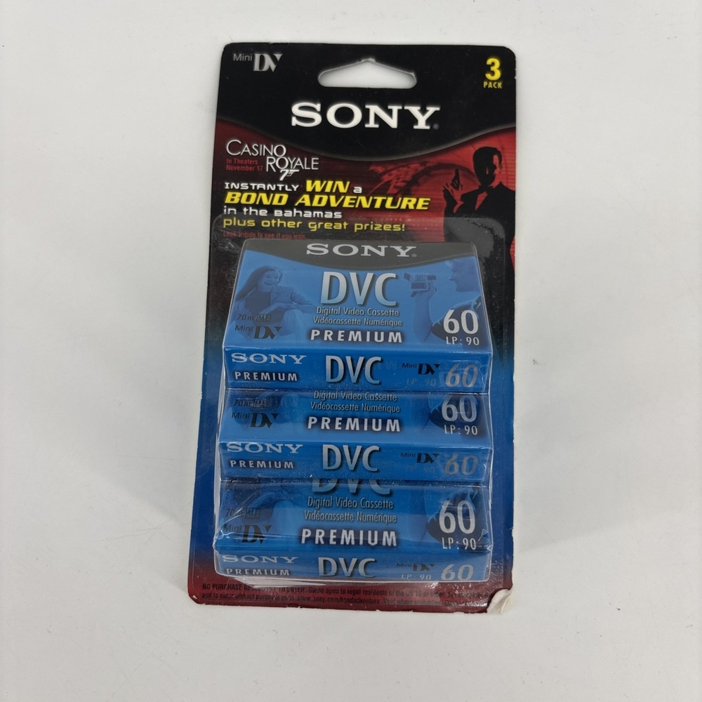 3-Pack Sony DVC Mini-DV 60 Min Premium Blank Tapes Digital‎ Video Cassettes New!